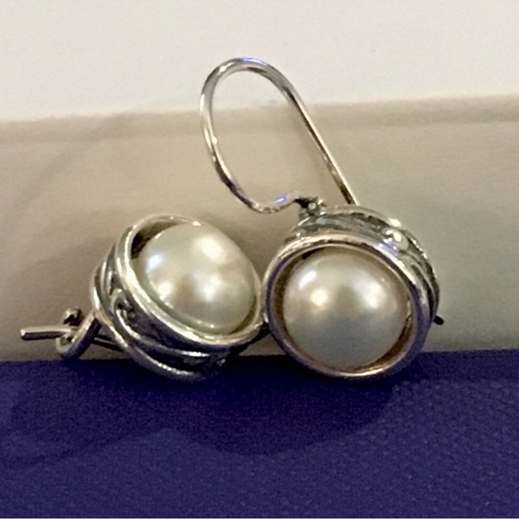 SILPADA Modern Fairytale Sterling Silver Pearl Drop Earrings - Picture 13 of 14